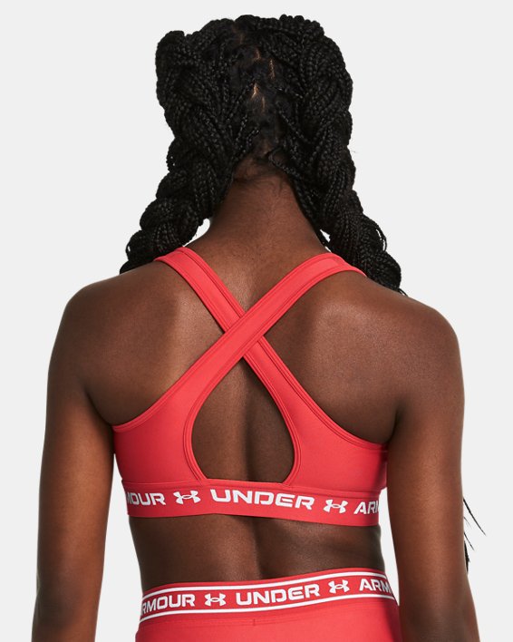 Sujetador deportivo de sujeción media y espalda cruzada Armour® para mujer, Red, pdpMainDesktop image number 1